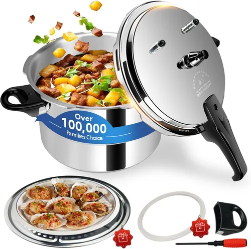 Olla a presión de 8 cuartos de galón + aluminio, ollas de presión para cocinar olla a presión de 8 cuartos de galón, compatible con inducción