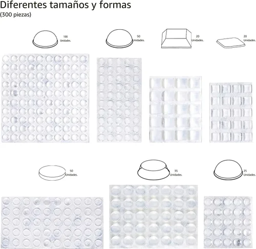 Miniatura 2 de Amazon Basics Parachoques para puerta de gabinete, almohadillas autoadhesivas transparentes para protección de superficie y reducción de ruido, 300