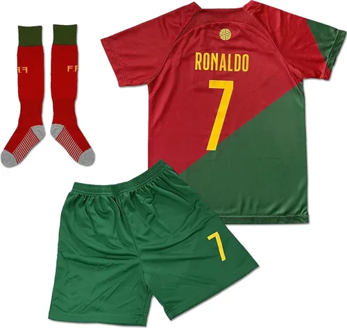 Ro'naldo Jersey - Uniformes de entrenamiento de fútbol para niños y niñas, jóvenes, juego de camisetas y pantalones cortos de fútbol para niños de 3
