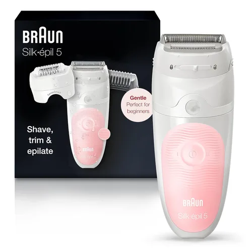 Miniatura 11 de Braun Depiladora Silk-épil 5, dispositivo de depilación, afeitadora y recortadora para mujer, húmeda y seca, incluye tapa de contacto para la piel
