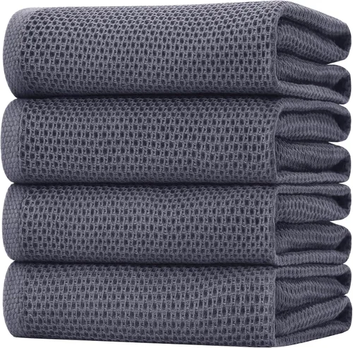 Miniatura 114 de Homaxy Paños de cocina de 100% algodón con tejido de gofre, ultra suaves, absorbentes, de secado rápido, 12 x 12 pulgadas, paquete de 6, amarillo