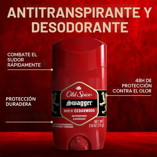 Miniatura 2 de Old Spice Desodorante antitranspirante para hombres, protección 24/7 sudor y olor, frescura duradera 24/7, sólido invisible, Swagger con aroma a