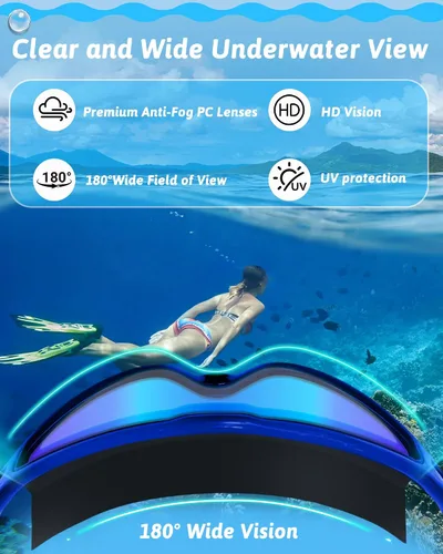 Miniatura 3 de Gafas de natación antivaho anti UV, visión amplia y sin fugas, gafas de natación y gorro de natación para hombres, mujeres, adultos y jóvenes