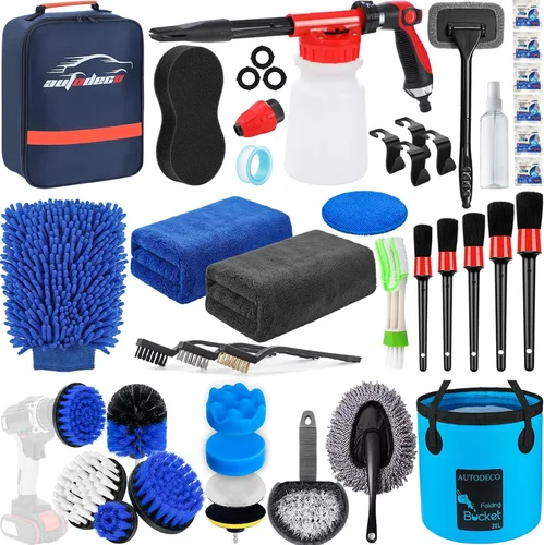 Miniatura 8 de Kit de limpieza y detalle para lavado de autos de 33 piezas con pistola de espuma, cepillo, manopla grande de lavado, toallas, suministro completo