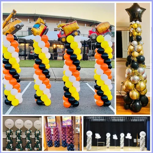 Miniatura 6 de DECOJOY Juego de 2 soportes de columna para globos, soportes ajustables de arco de globos de 7 pies con bases para piso, kit de montaje de pilar