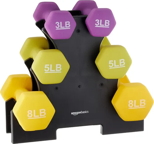 Miniatura 10 de Amazon Basics - Mancuerna de entrenamiento de fácil agarre, con revestimiento de neopreno, disponibles en varios juegos y pesos