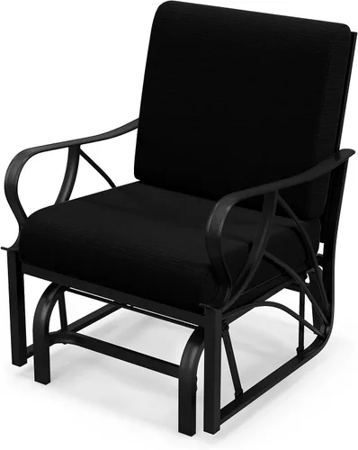 Miniatura 8 de Tangkula Planeador de patio al aire libre, silla deslizante con marco de metal con cojín, silla ergonómica para patio al aire libre para una sola