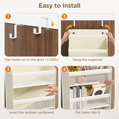 Miniatura 6 de Mefirt Organizador para colgar sobre la puerta, 6 estantes para colgar en la puerta con 6 bolsillos de gran capacidad, estantes colgantes