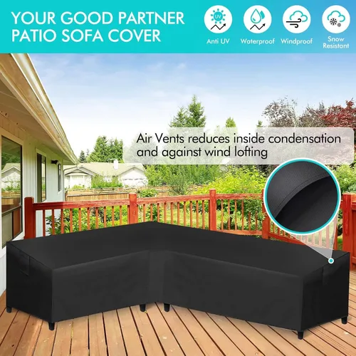 Miniatura 6 de WLEAFJ Funda de sofá modular para patio en forma de L, impermeable, de alta resistencia para exteriores con ventilación, con orientación a