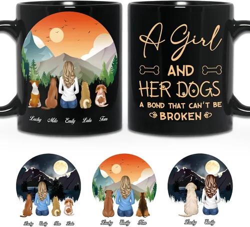 Miniatura 16 de WHIDOBE Taza personalizada de perro (niña – perro) personalizada de 11 onzas, 15 onzas con avatares, nombres, razas – Taza «Dog Mom» para mujeres