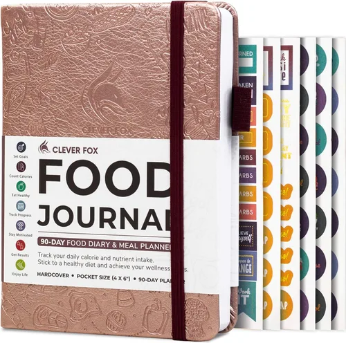 Miniatura 33 de Clever Fox Diario de Alimentos de Bolsillo - Diario Diario de Alimentos, Planificador de Comidas para Rastrear Calorías y Nutrientes, Cuaderno