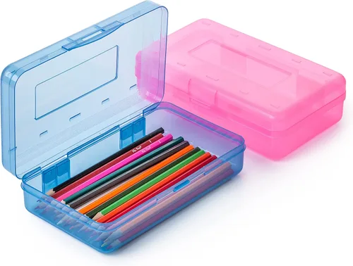Miniatura 39 de Mr. Pen - Cajas de lápices transparentes, paquete de 6, 7.9 x 4.5 x 2.4 pulgadas, azul transparente, tapa hermética, organizador de cajas de lápices