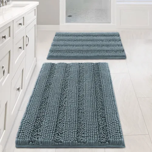 Miniatura 102 de H.VERSAILTEX - Alfombras de baño, juego de 2 piezas, alfombra de contorno para baño, juego de alfombras para inodoro, alfombra antideslizante