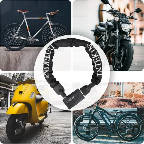 Miniatura 7 de Cerradura de Cadena de Bicicleta de 3 pies/4 pies/5 pies de Alta Resistencia, Cerradura de Cadena de Bicicleta Antirrobo de 8 mm/10 mm de Grosor