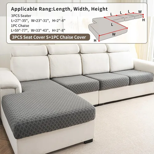Miniatura 2 de Fundas de cojín para sofá seccional, fundas elásticas para sofá modular en forma de L, funda de cojín lavable, fundas de asiento suaves