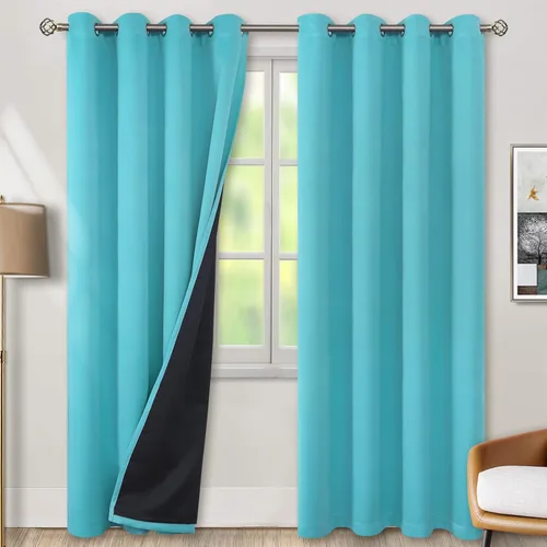 BGment - Cortinas con aislamiento térmico para habitación, 100 % opacas, con forro negro, cortina de doble capa con ojales, reduce el ruido (52 x 84