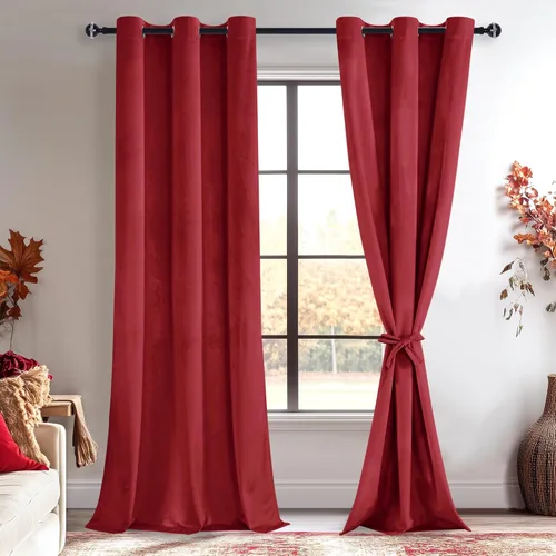 Miniatura 11 de JIUZHEN - Cortinas de terciopelo gris de 63 pulgadas opacas para sala de estar - Cortinas gruesas de terciopelo con ojales para ventana
