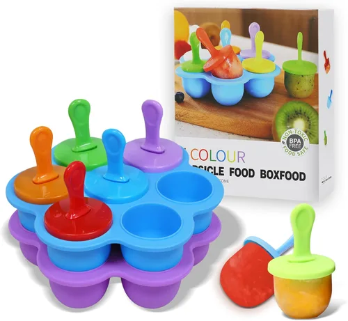 Moldes de silicona para paletas de 14 cavidades, 2 moldes para paletas de hielo con palos de colores para morder huevos, moldes de helado,