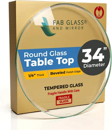 Miniatura 88 de Fab Glass - Mesa redonda de cristal de 48 in, grosor de 3/4 in, cristal pulido plano templado, Vidrio, Transparente