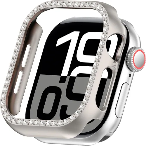 Miniatura 12 de Miimall Funda protectora de diamantes de imitación para mujer, compatible con Apple Watch 11/10 de 1.654 in, protector de marco de policarbonato