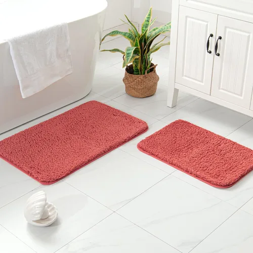 Miniatura 9 de MIULEE Juego de 2 alfombras de baño antideslizantes peludas extra gruesas y suaves, alfombrillas de baño de microfibra suave absorbente de agua