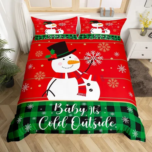 Miniatura 32 de Juego de funda de edredón para niños de Feliz Navidad, tamaño King, juego de ropa de cama de pingüinos de dibujos animados, animales árticos