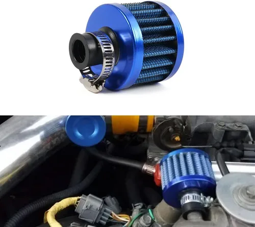 Miniatura 35 de 2 piezas de filtro de aire de entrada de aire frío con respiradero de 12 mm, filtro de respiración para tapa de válvulas para automóvil y Negro