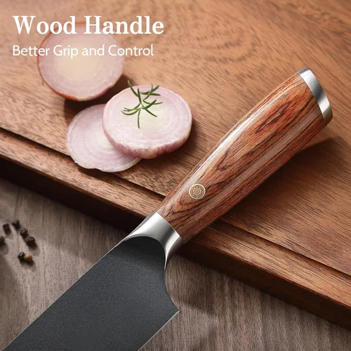 Miniatura 5 de Juego de cuchillos de cocina, 3 piezas japoneses de acero inoxidable de alto carbono, cuchillos de cocina de chef profesional ultra afilados Santoku
