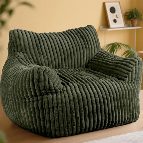 Miniatura 12 de Puf gigante, cómodo sofá puff de felpa de gran tamaño para adultos y niños con reposabrazos, mini sofá de espuma viscoelástica para sala de estar
