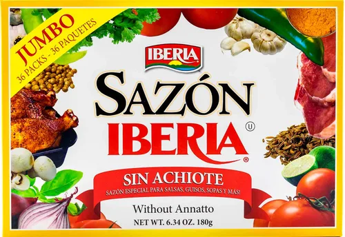 Miniatura 2 de Sazon Iberia without Achiote 6.34 oz (36 paquetes) + Iberia Mojo Criollo, 10 oz
