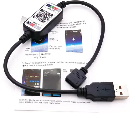 Miniatura 4 de Mini tira de luz LED RGB controlador inalámbrico Bluetooth dimmer para control USB 5V DC 12V 24V música 5050 cinta colorida (USB 5V)
