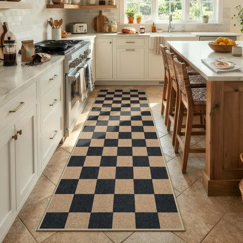 Miniatura 64 de Lahome Alfombra de yute a cuadros fácil 2'x3', alfombra pequeña para entrada, antideslizante, alfombra para la puerta delantera de la cocina