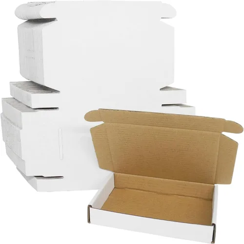 Miniatura 17 de Paquete de 50 cajas de envío de 7x6x2 pulgadas, caja de cartón blanco corrugado, cajas de correo planas para literatura para embalaje de pequeñas