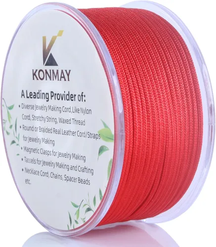 Miniatura 7 de KONMAY - Hilo de nylon negro de 0.6mm con estuche para pulseras, cordón de nailon satinado trenzado de 190 yardas para hacer joyería, encordar