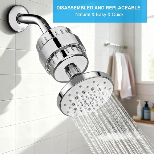 Miniatura 8 de Filtro de ducha de 25 etapas, potente filtro de agua para agua dura, filtros de cabezal de ducha para eliminar los químicos tóxicos del cloro