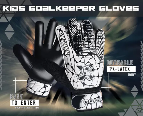 Miniatura 6 de Guantes de portero de fútbol, guantes de portero de fútbol para niños, niños y jóvenes, niños con doble muñeca de 4 mm y palma de súper agarre