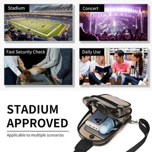 Miniatura 9 de MOONBABY Bolsa transparente para eventos en estadios, mochila transparente para mujer, impermeable, de poliuretano termoplástico, riñonera cruzada