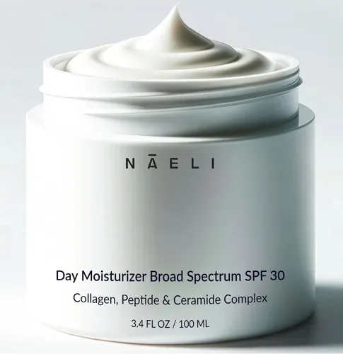 Miniatura 9 de NAELI Hidratante facial con SPF 30, crema antienvejecimiento de colágeno y péptidos, reduce las arrugas, hidratación ligera de la piel con ácido