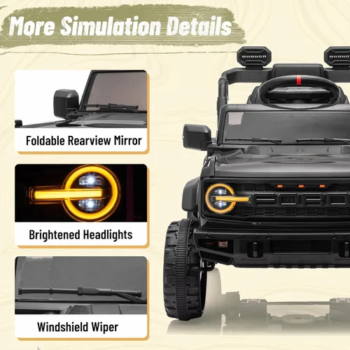 Miniatura 7 de YOFE Juguete de batería de 12V para niños, Ford Bronco Raptor Coche eléctrico para niños con control remoto para padres, camioneta con batería