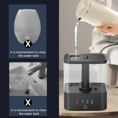 Miniatura 4 de KZF Humidificadores de llenado superior de 4 L para dormitorio y tiempo de funcionamiento de 60 horas, humidificador de niebla fría, 3 niveles