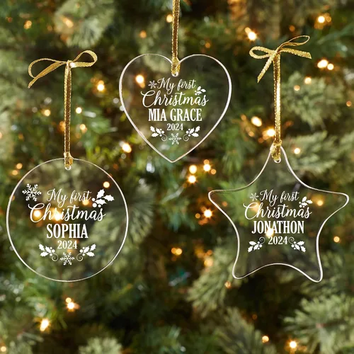Miniatura 2 de Let's Make Memories Adorno personalizado para la primera Navidad del bebé, adorno de recuerdo 2025, acrílico grabado con láser, redondo, mi primera