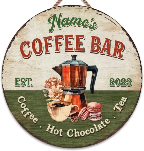 Miniatura 22 de Artsy Woodsy Letrero personalizado de madera para cafetería, placa de pared para decoración de cocina, regalos personalizados para amantes del café