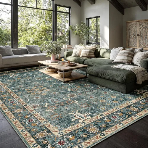 Miniatura 22 de Alfombra vintage lavable de 2 x 3: alfombra pequeña resistente a las manchas para baño, entrada, antideslizante, para dormitorio, ultra suave