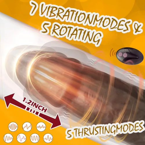Miniatura 2 de Vibrador de empuje de 8.6 pulgadas con 5 rotaciones, 7 vibraciones vibratorias y calentadoras, juguete sexual para mujeres, pene telescópico