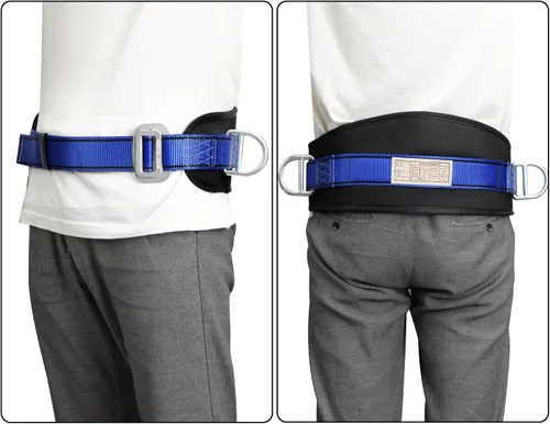 Miniatura 6 de Trsmima - Cinturón de seguridad para escalar, cinturón de escalada con almohadilla para la cintura y 2 anillos D, kit de cinturón de seguridad