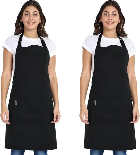 Miniatura 13 de Delantal de chef, delantal de cocina de algodón reciclado con un cuello ajustable con lazos largos, para cocinar, hornear
