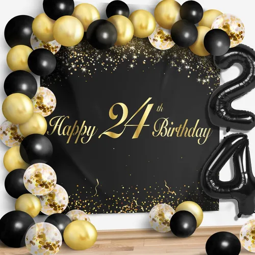 Miniatura 11 de Juego de globos negros de feliz cumpleaños 70 – Decoración de guirnalda temática de fiesta con texto en inglés "Cheers to 70 Years Old Party Theme