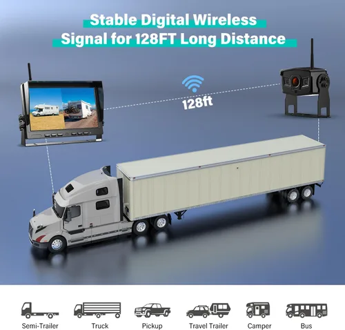 Miniatura 5 de Nuoenx - Sistema de cámara inalámbrica de respaldo de 10 pulgadas, sistemas de cámara digital HD 1080P con monitor DVR Quad Split de 10 pulgadas