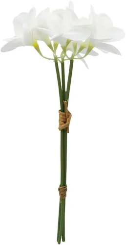 Winterworm 3 piezas de flores artificiales de plumeria frangipani, 9 ramos de flores artificiales con tallos para el hogar, oficina, boda, Blanco