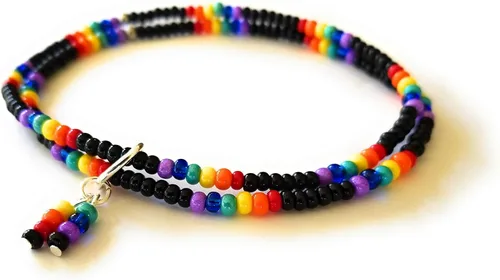 Miniatura 2 de Pulsera de tobillo arco iris colores orgullo LGBT semillas tobillera negro multi